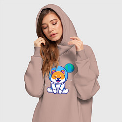 Женское худи-платье Space doggy, цвет: пыльно-розовый — фото 2