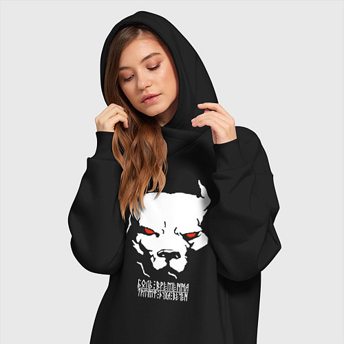 Женская толстовка-платье Боль временна триумф духа вечен - белый воин / Черный – фото 3