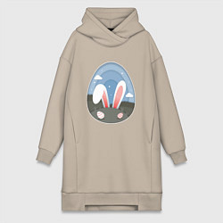 Женское худи-платье Яйцо с ушами, цвет: миндальный