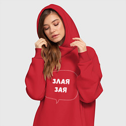Женское худи-платье Злая зая надпись, цвет: красный — фото 2
