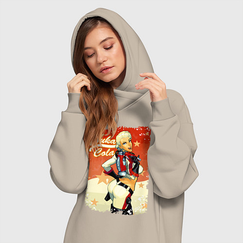 Женская толстовка-платье Fallout - nuka cola playbill / Миндальный – фото 3