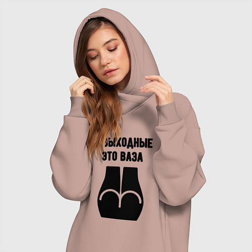 Женская толстовка-платье Выходная ваза / Пыльно-розовый – фото 3