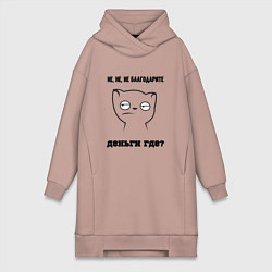 Женское худи-платье Не благодарите где деньги мем, цвет: пыльно-розовый