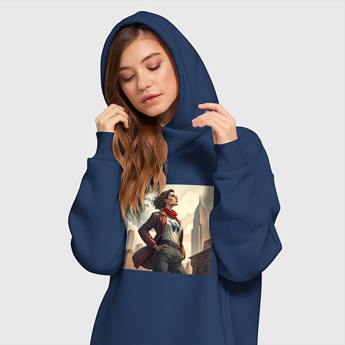 Женская толстовка-платье Сильная женщина / Тёмно-синий – фото 3