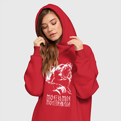 Женское худи-платье Моя земля мои правила: медведь, цвет: красный — фото 2