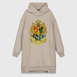 Женское худи-платье Хогвартс - герб, цвет: миндальный