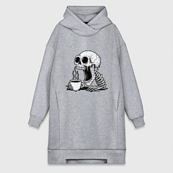 Женское худи-платье Skeleton with coffee, цвет: меланж