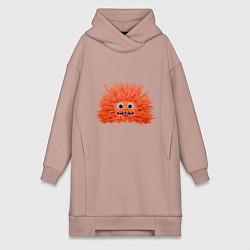 Женское худи-платье Fluffy monster orange, цвет: пыльно-розовый