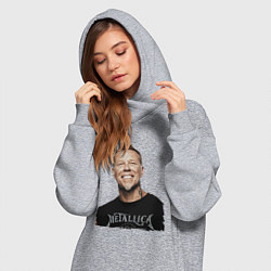 Женское худи-платье James Alan Hetfield - Metallica leader, цвет: меланж — фото 2