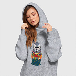 Женское худи-платье Матрешка шлем штурмовика, цвет: меланж — фото 2