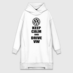 Женское худи-платье Keep Calm & Drive VW, цвет: белый