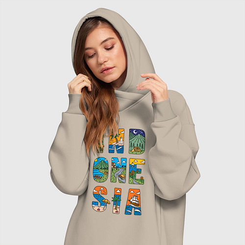 Женская толстовка-платье Индонезия / Миндальный – фото 3