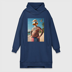 Женское худи-платье Donald Duck-Trump on a Florida beach, цвет: тёмно-синий