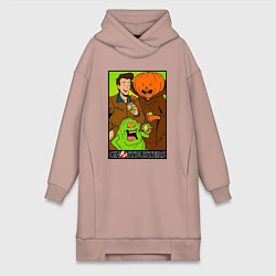 Женское худи-платье Ghostbuster - Peter Slimer Pumpkinhead, цвет: пыльно-розовый