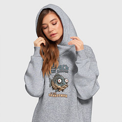 Женское худи-платье Карась уже сдурел от этой прикормки, цвет: меланж — фото 2