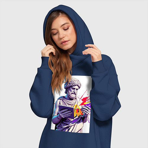 Женская толстовка-платье Античная статуя и граффити / Тёмно-синий – фото 3