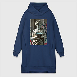 Женское худи-платье Стрит арт и античность, цвет: тёмно-синий