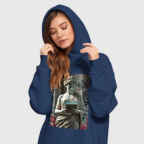 Женская толстовка-платье Стрит арт и античность / Тёмно-синий – фото 3