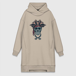 Женское худи-платье Мёртвый пират, цвет: миндальный