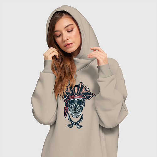 Женская толстовка-платье Мёртвый пират / Миндальный – фото 3