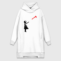 Женское худи-платье Девочка и топор, цвет: белый
