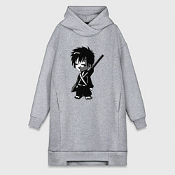 Женское худи-платье Маленький воин-самурай, цвет: меланж