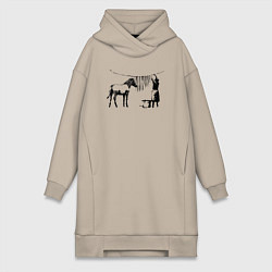 Женское худи-платье Banksy zebra, цвет: миндальный