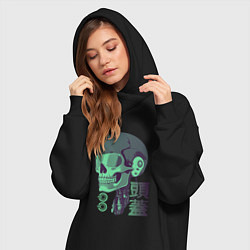 Женское худи-платье Скелет киборг в стиле VHS, цвет: черный — фото 2