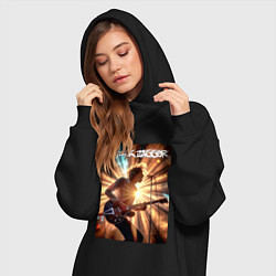 Женское худи-платье Mick Jagger - lead singer of The Rolling Stones, цвет: черный — фото 2