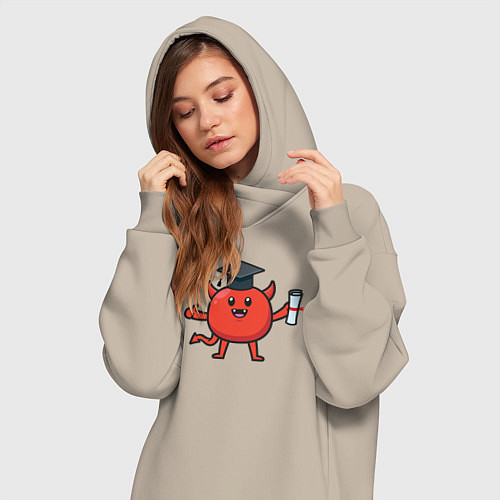 Женская толстовка-платье Дьяволёнок выпускник / Миндальный – фото 3