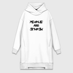 Женское худи-платье Depeche Mode - people are people font, цвет: белый
