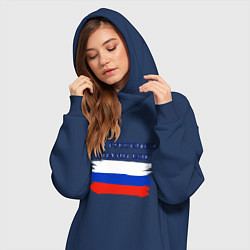 Женское худи-платье Флаг россии мы русские с нами бог, цвет: тёмно-синий — фото 2