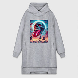 Женское худи-платье Rolling Stones - skull transformation, цвет: меланж