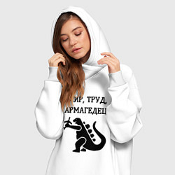 Женское худи-платье Мир труд армагедец годзилла, цвет: белый — фото 2