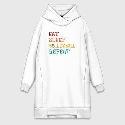 Женское худи-платье Eat sleep volley, цвет: белый