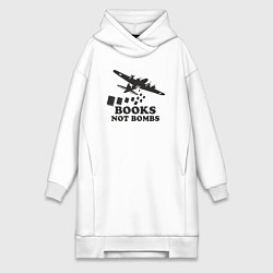 Женское худи-платье Книжки а не бомбы, цвет: белый