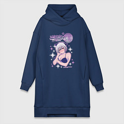 Женское худи-платье Futsukayoi,Y2K стиль, цвет: тёмно-синий