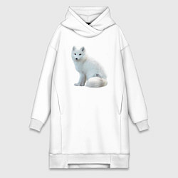 Женская толстовка-платье Белая северная лиса