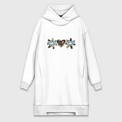 Женское худи-платье Маринка картинка, цвет: белый