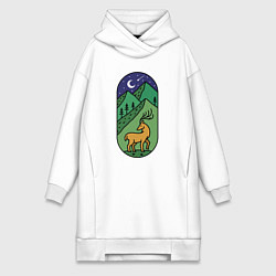 Женская толстовка-платье Олень и горы