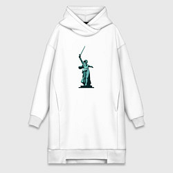 Женское худи-платье Родина мать победа, цвет: белый
