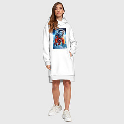 Женское худи-платье Далматинец бравый космонавт - нейроарт фантазия, цвет: белый — фото 2