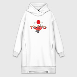 Женское худи-платье Символ Токио, цвет: белый