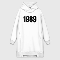 Женское худи-платье 1989 год расшерканый, цвет: белый