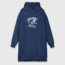 Женское худи-платье Скелет катается на скейте, цвет: тёмно-синий