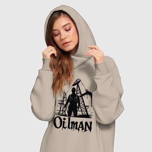 Женская толстовка-платье Нефтяник у буровой установки / Миндальный – фото 3