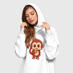 Женское худи-платье Мартышка ест банан, цвет: белый — фото 2