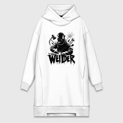 Женское худи-платье Сварщик граффити, цвет: белый