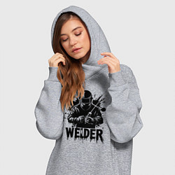 Женское худи-платье Сварщик черной краской, цвет: меланж — фото 2