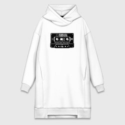 Женское худи-платье Нирвана аудиокассета, цвет: белый